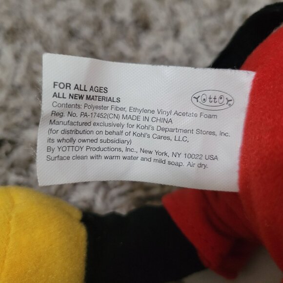 Disney Mickey Mouse 14 in Plush Red Yellow Shoes Stuffed Animal Toy Kohls Cares - Picture 4 of 5
